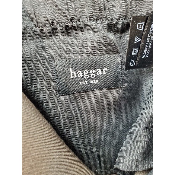 Haggar Dress Pants Men's Size 40 Brown Polyester Slash Pockets Expandable Waist - Picture 9 of 10